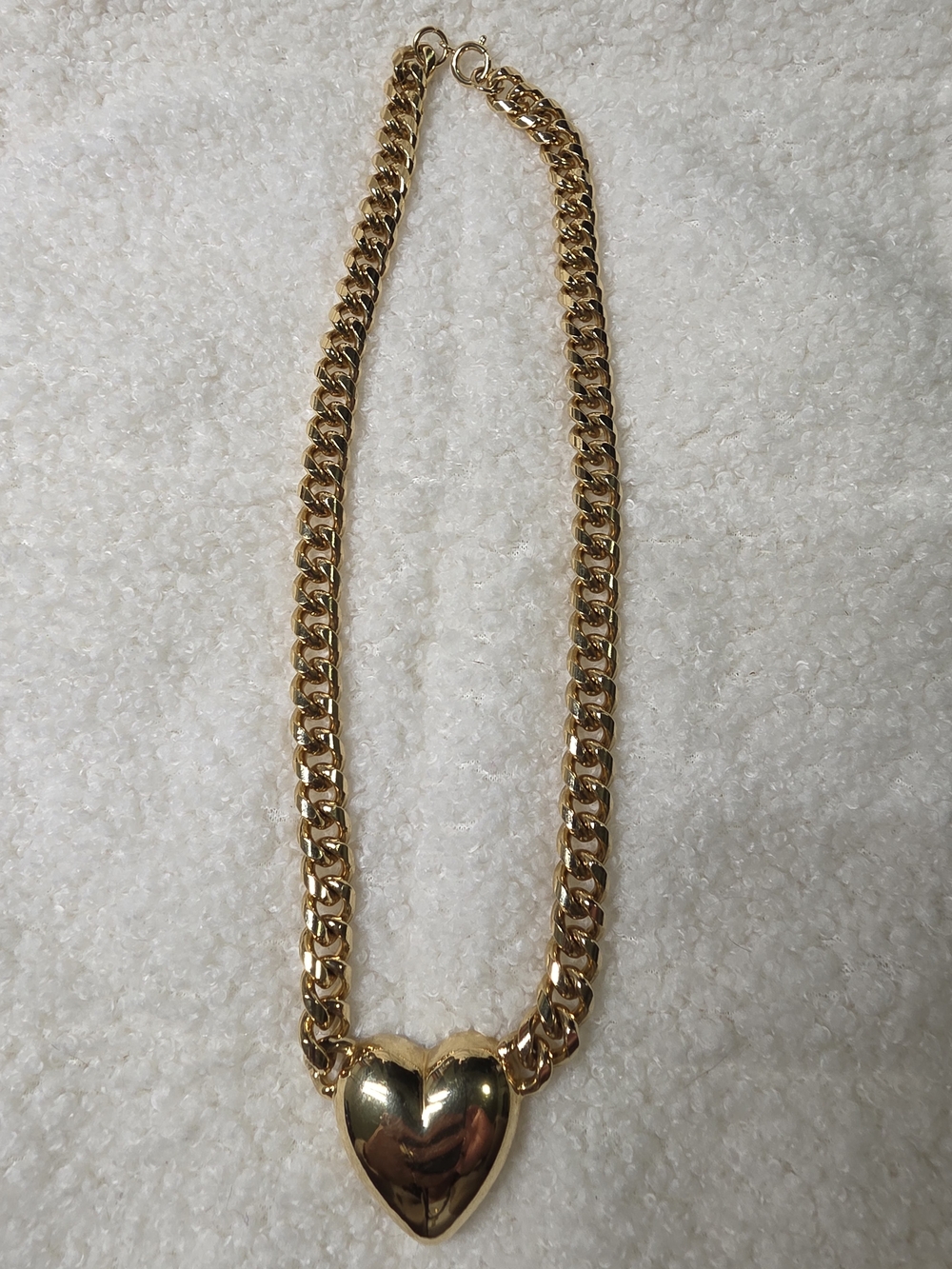 Stainless Steel Cuban Link Heart Necklace